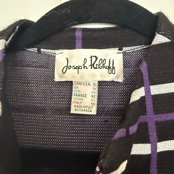 Signature Black & Purple Plaid Sheath Dress by Joseph Ribkoff Size 12 - Picture 4 of 8